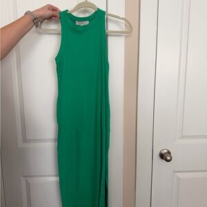 LOFT Bright Green Sleeveless Maxi Dress